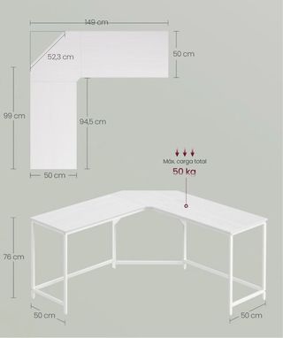 Escritorio Esquina VASAGLE Blanco