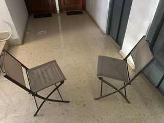 Mesa plegable y 2 sillas terraza - metal y cristal