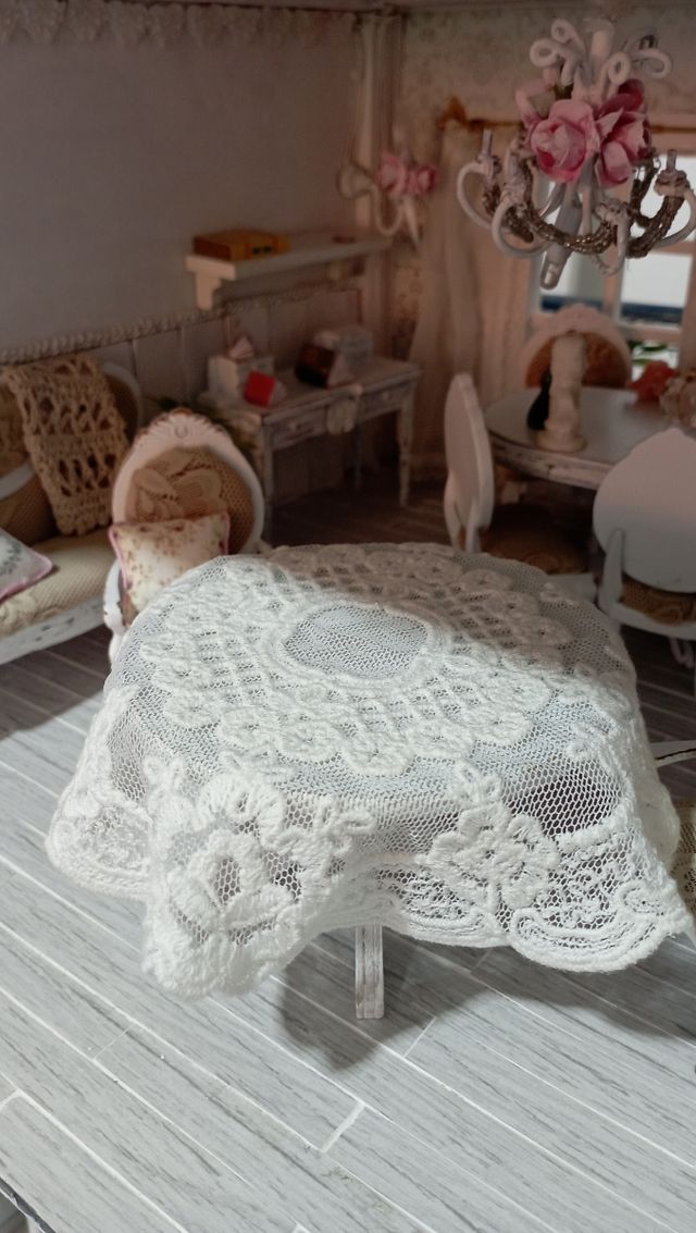 Tovaglia / tappeto pizzo shabby chic casa bambole