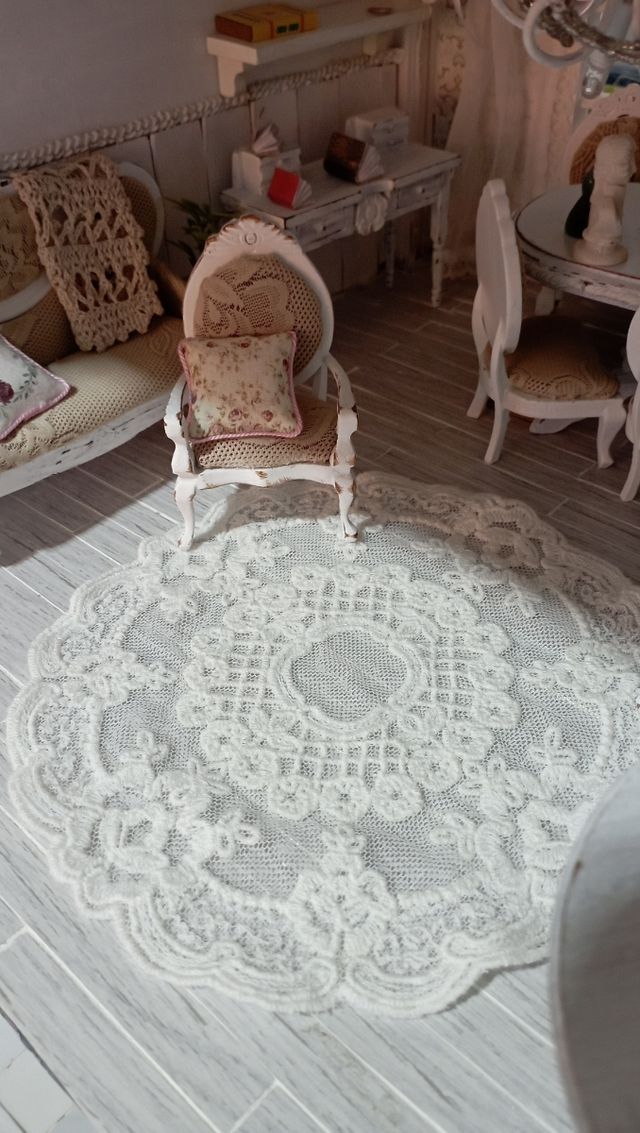 Tovaglia / tappeto pizzo shabby chic casa bambole