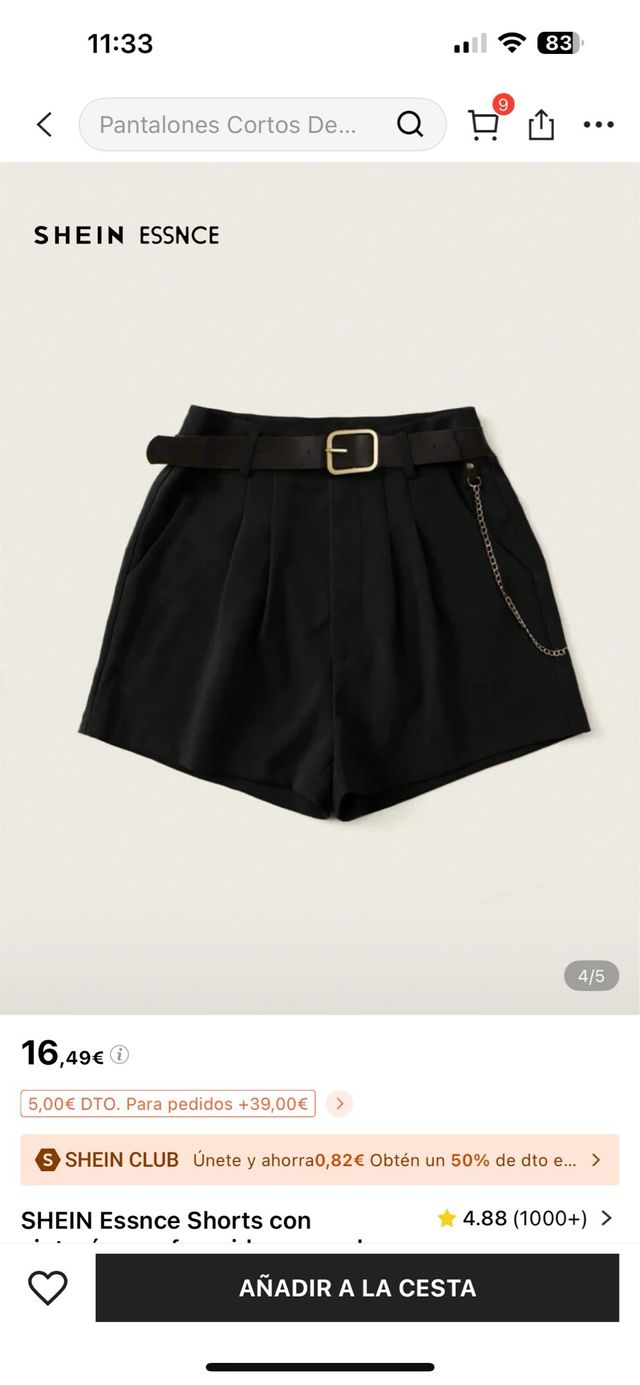Shorts SHEIN negros, talla L