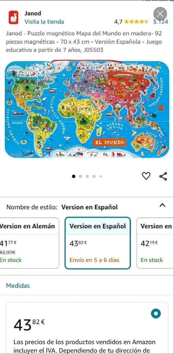 Mapa mundi de puzzle imantado