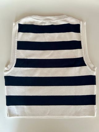 Top corto Zara rayas beige-negro