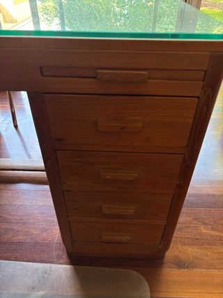 Escritorio madera y cristal vintage