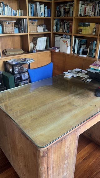 Escritorio madera y cristal vintage