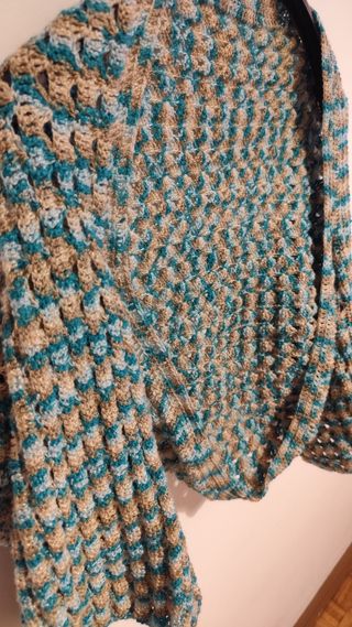Casaco Crochê - Bege & Azul