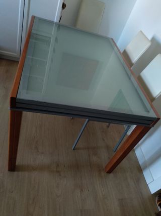 Mesa cristal madera - extensible