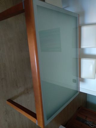 Mesa cristal madera - extensible