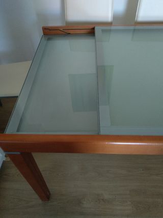 Mesa cristal madera - extensible