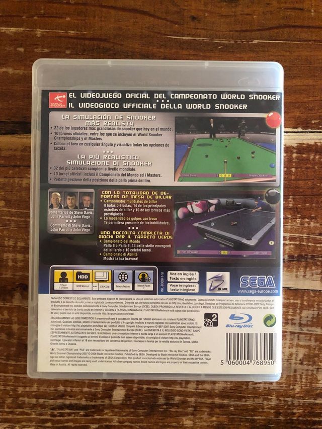 WORLD SNOOKER CHAMPIONSHIP 2007 para Ps3
