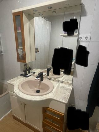 Mueble baño 100,espejo con armario y baldas.
