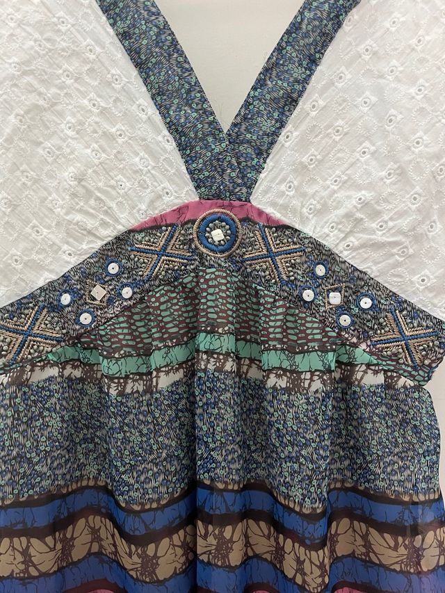 Top boho multicolor blanco