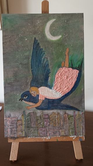 Quadro originale: angelo su rondine