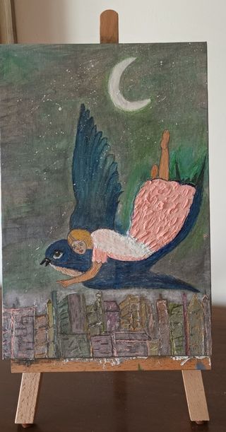 Quadro originale: angelo su rondine