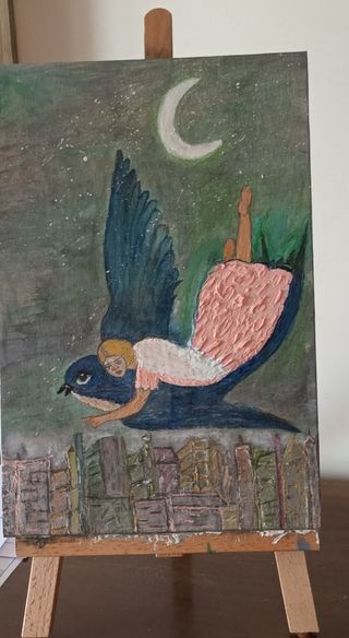 Quadro originale: angelo su rondine