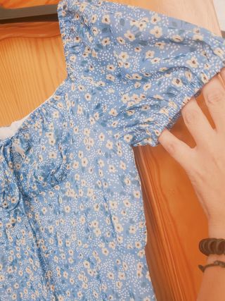 Vestido azul floral talla S - NUEVO