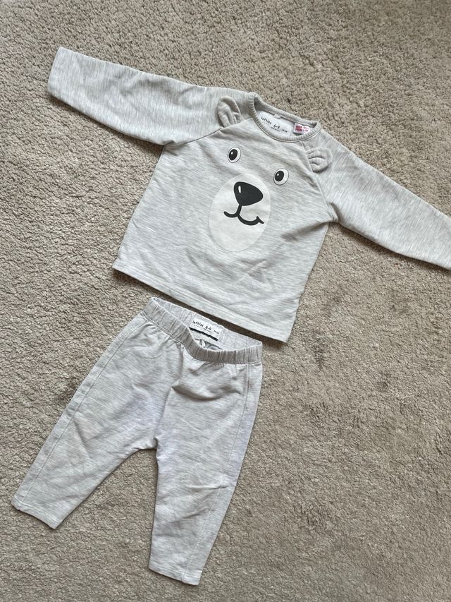 Conjunto bebé osito gris - 6-9 meses