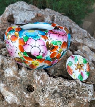 2 CAJAS CHINAS DE PORCELANA - JOYEROS MULTICOLOR -