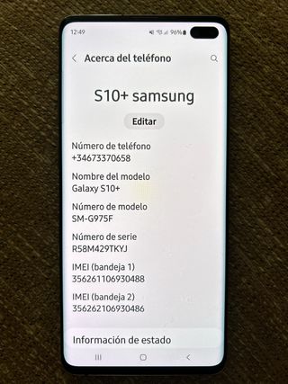 Samsung Galaxy S10+ Negro