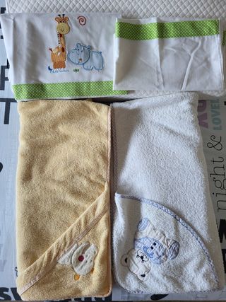 Lote 2 capas de baño y un juego cuna