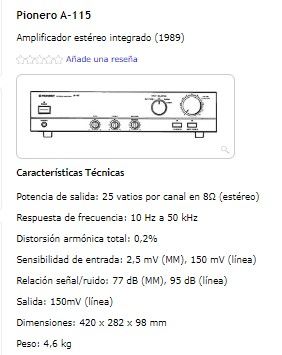 Amplificador Pioneer A-115 - Negro