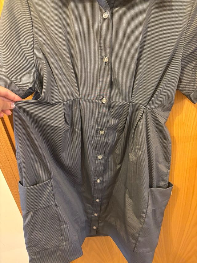 Vestido camisa gris rayas