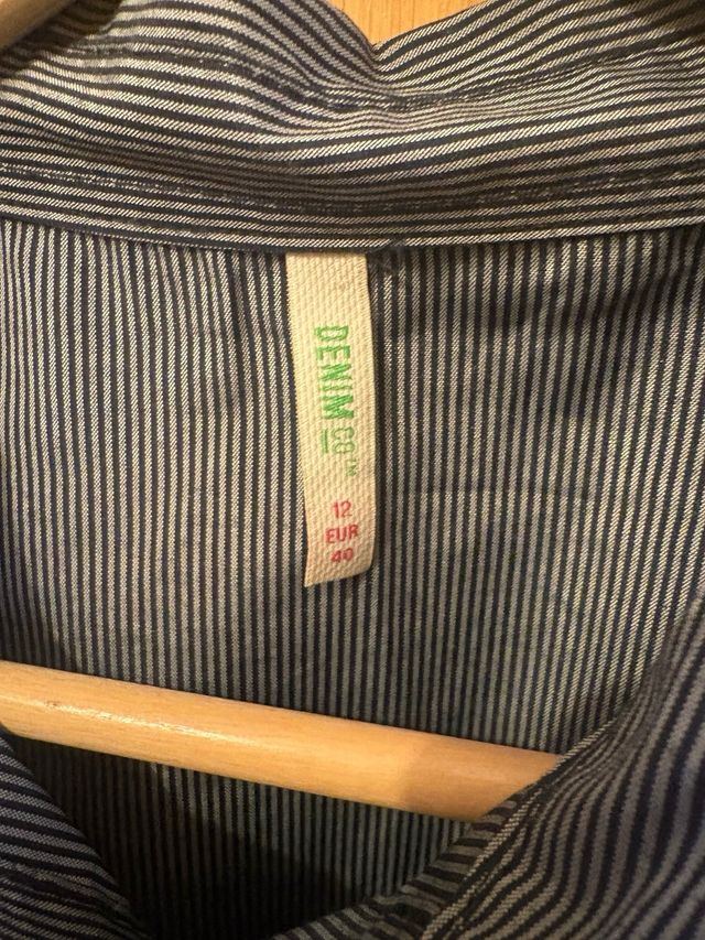 Vestido camisa gris rayas