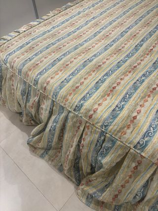 Colcha bouti beige y azul