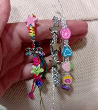 Pulseras macramé multicolor & plata