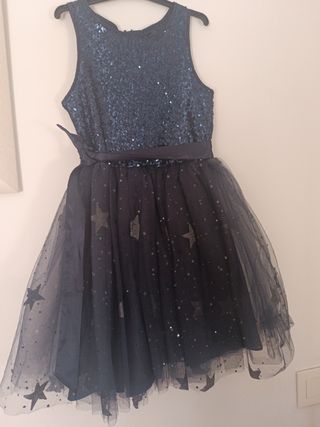Vestido niña azul lentejuelas