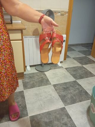 Vestido rojo y multicolor - Talla única