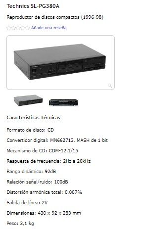 Reproductor CD Technics SL-PG380A