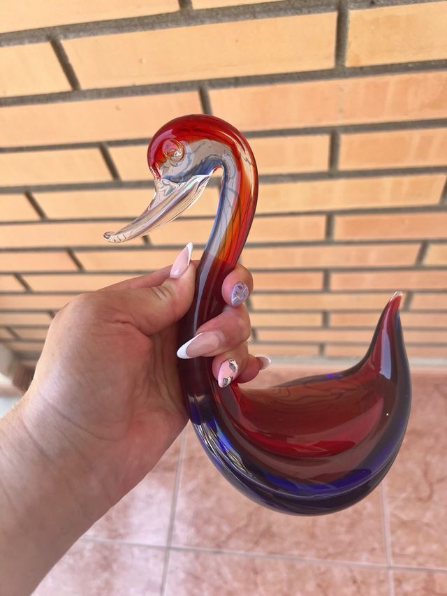 Cigno Murano rosso-blu