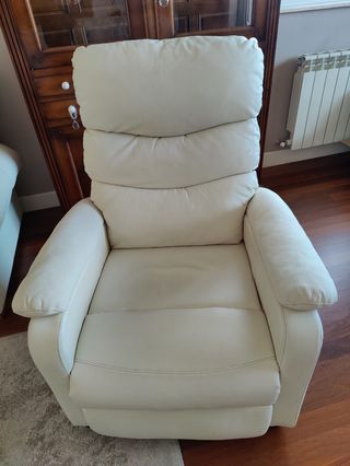 Sofá piel beige 2 plazas