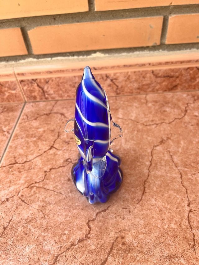 Figura Delfino Murano Blu e Bianco
