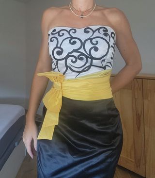 Vestido Fiesta Sonia Peña - Negro/Amarillo - Talla