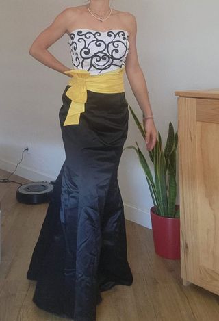 Vestido Fiesta Sonia Peña - Negro/Amarillo - Talla