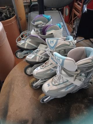 Patines línea niña, 2 pares  con su bolsa respecti