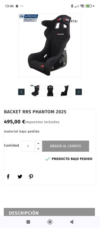2 Asientos baket RRS Phantom