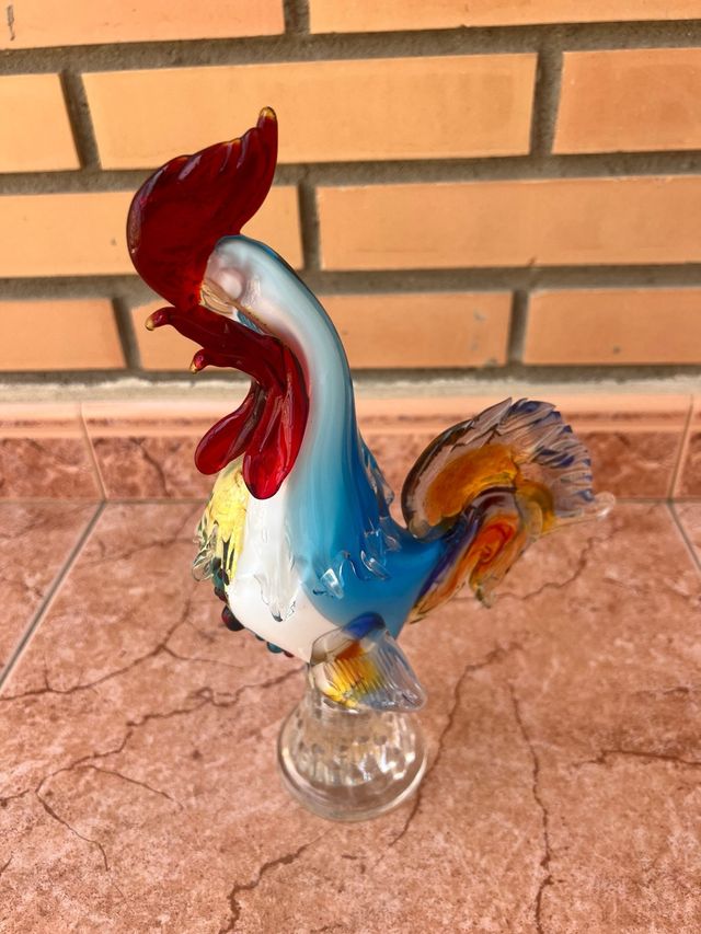 Gallina di Murano in vetro blu-rosso