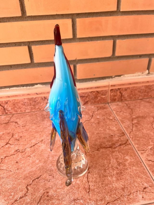 Gallina di Murano in vetro blu-rosso