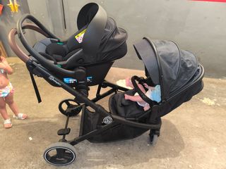Carrito gemelar BabyGo con bolso nuevo