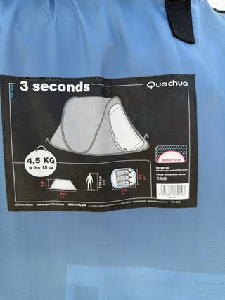 Tienda Quechua 3 segundos 3 pers.