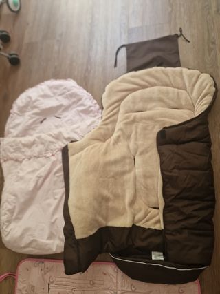 Sacos y colchoneta silla paseo bebé - Rosa y marró