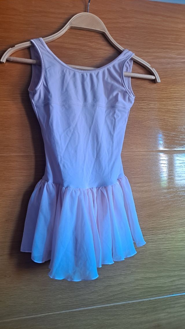 Maillot danza niña rosa con título falda