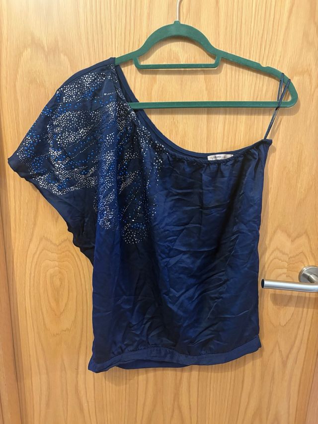Blusa Bershka azul L c/lentejuelas