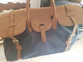 Borsa Q8 vintage blu e marrone