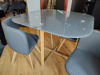 Mesa cristal templado teka 4 sillas - Comedor