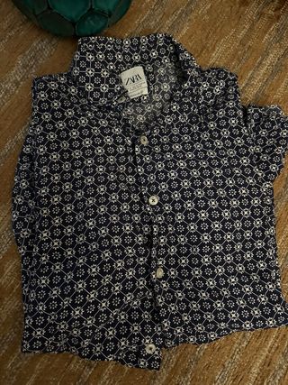 Camisa Zara azul estampada - M