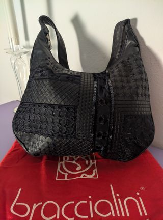 Braccialini borsa a spalla in vera pelle blu